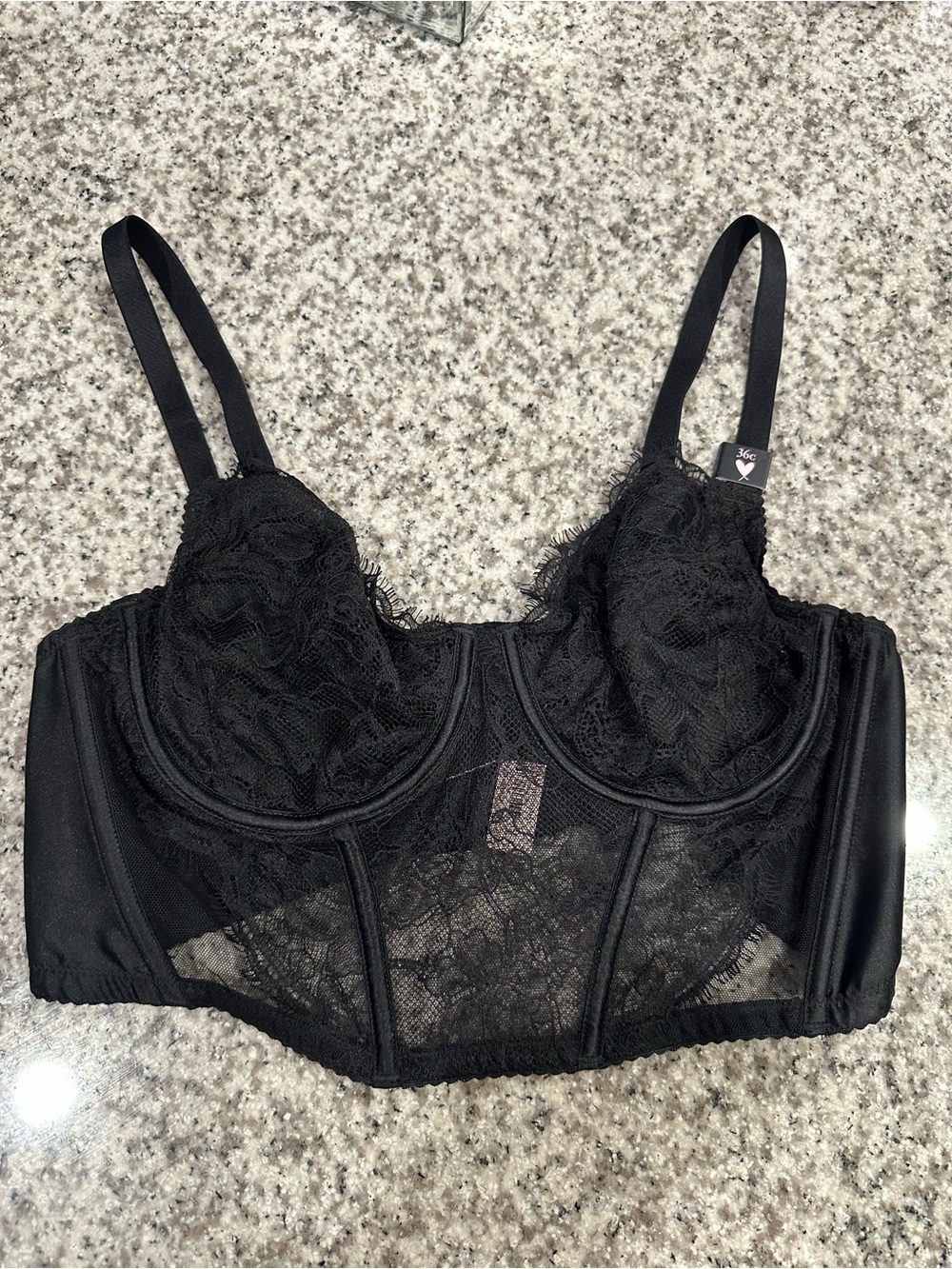 Victoria's Secret Black Lace Longline Underwire Bra